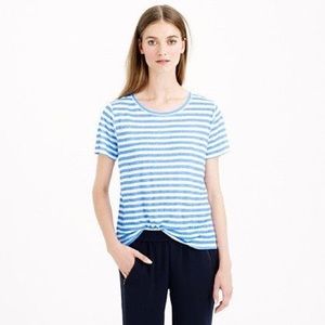 {J. Crew} Linen Swingy Stripe T-Shirt